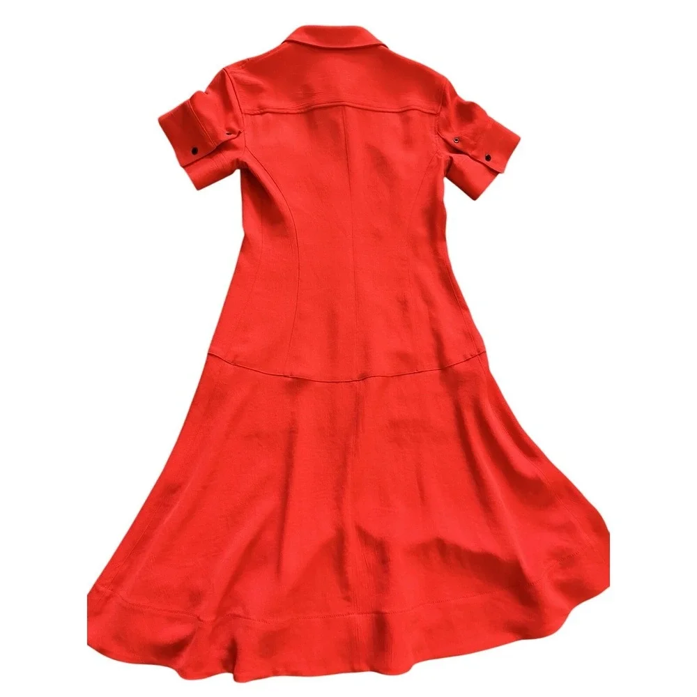 Proenza Schouler White Label Womens Red Short Sleeve Tennis Dress Fit Flare 0 XS